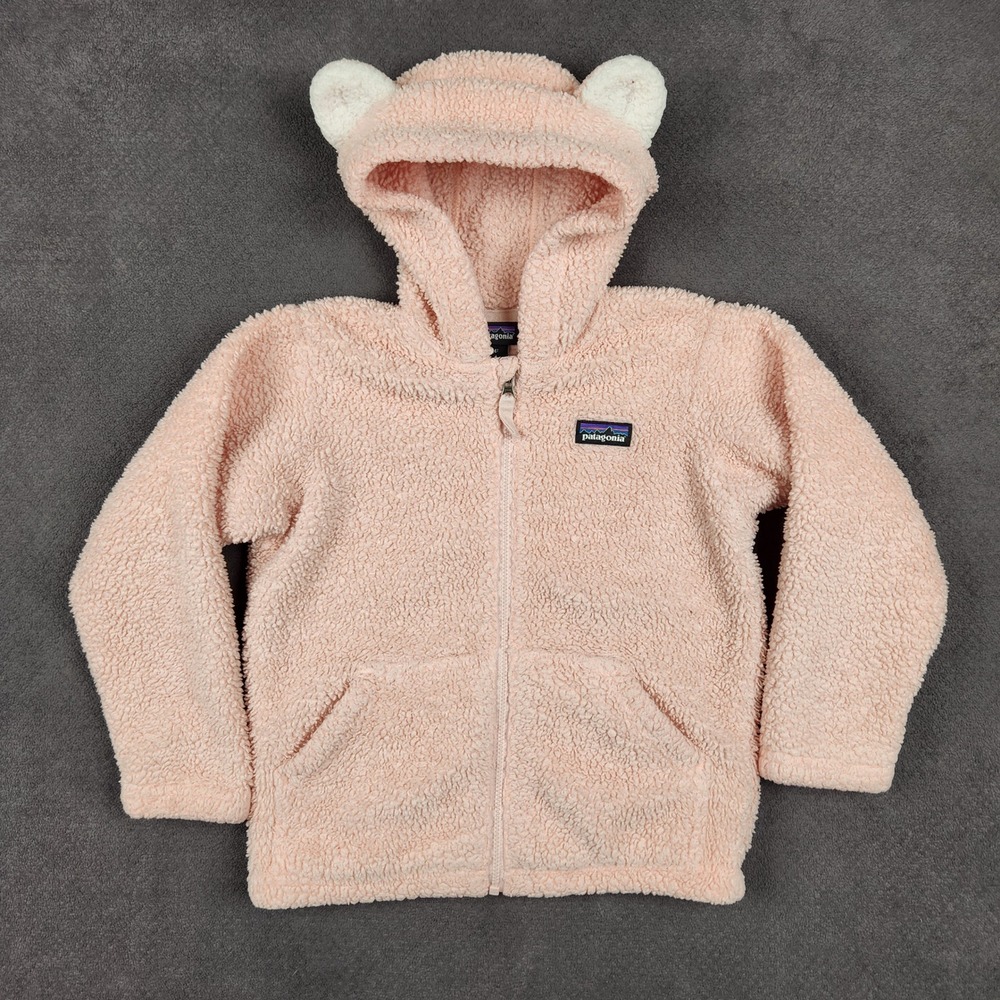 Patagonia Baby Furry Friends Hoody Toddler 4T Pink Bear Ear Fleece Jacket 61155